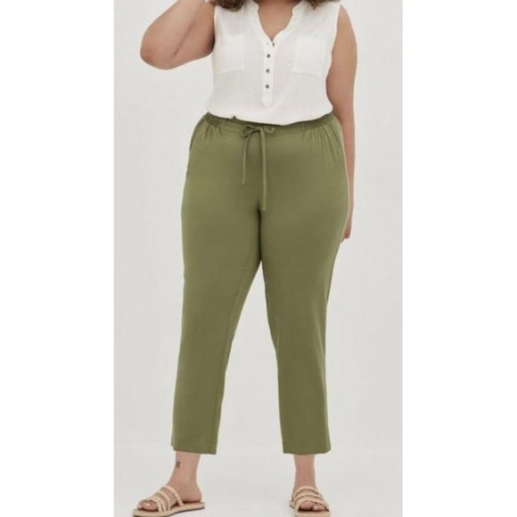 torrid Pants - torrid pants women's 2 relaxed Taper challis high rise tie front green stretch